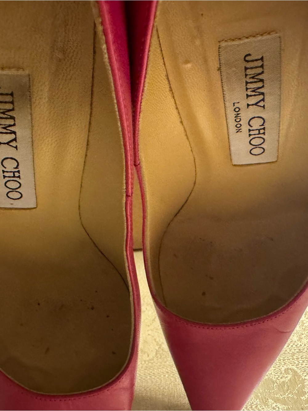 Breathtaking auth Jimmy Choo Hot Pink Leather Pointed Toe Pumps Heels 37.5 + COA - Picture 6 of 9